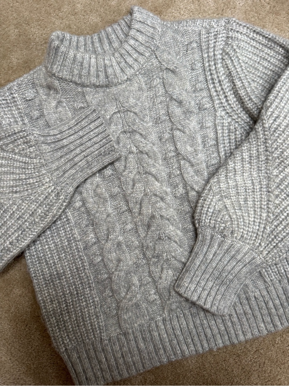 a new day Women's Sz XS Cable Turtleneck Sweater - Light Gray